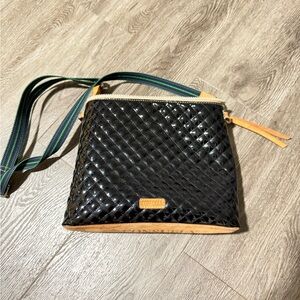 Consuela Quilted Black and Tan Crossbody Bag
